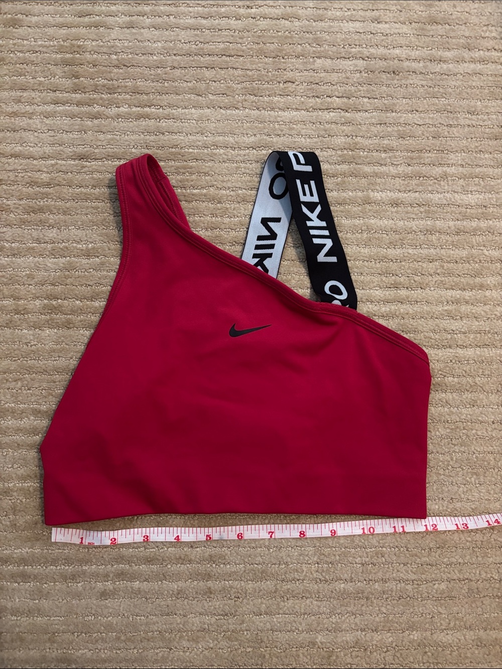 Nike Asymmetric One-Shoulder Sports Bra in Pink with Black Branded Strap